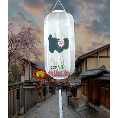 Đèn lồng nhật vẽ hoa sen