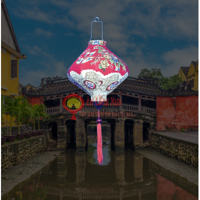 Đèn lồng ú vải hoa vân đỏ