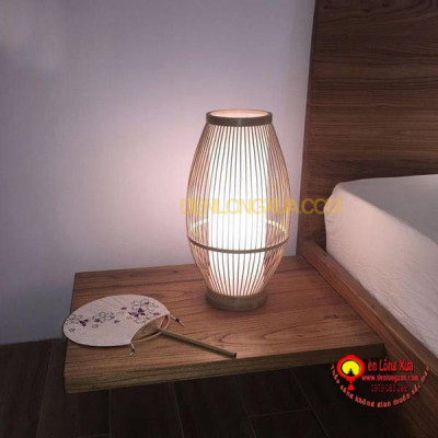 đèn tre để bàn kiểu trụ ống 
