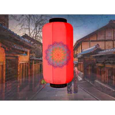 đèn lồng nhật đỏ in hình mandala