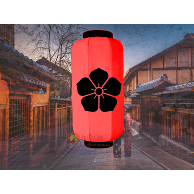 đèn lồng nhật đỏ in hình biểu tượng hoa anh đào