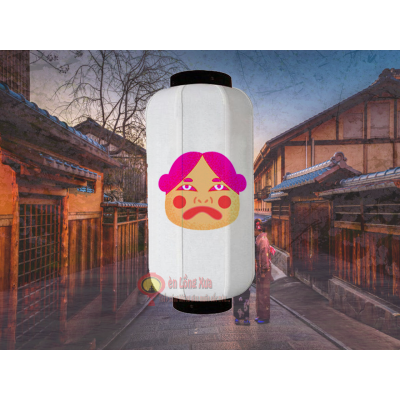 đèn lồng nhật trắng vẽ mặt sumo nan dọc