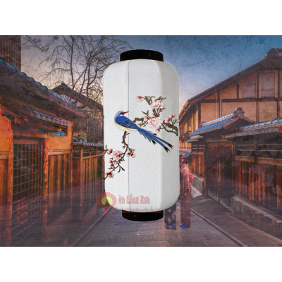 đèn lồng nhật vẽ chim và hoa anh đào