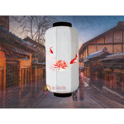 đèn lồng nhật in hình cá và hoa sen