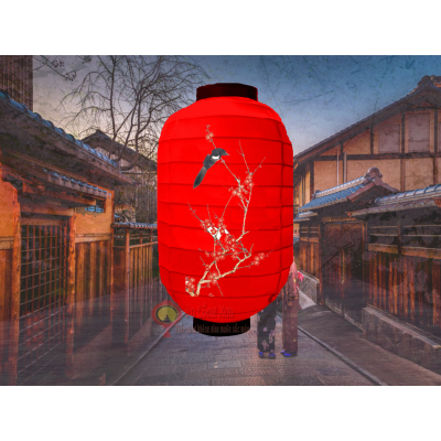 đèn lồng nhật đỏ vẽ chim nan ngang