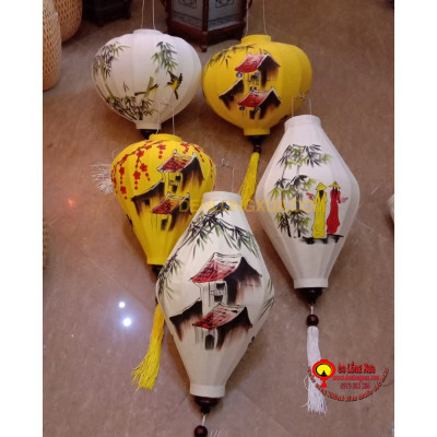 combo 5 đèn lồng na tỏi tròn vẽ phong cảnh 