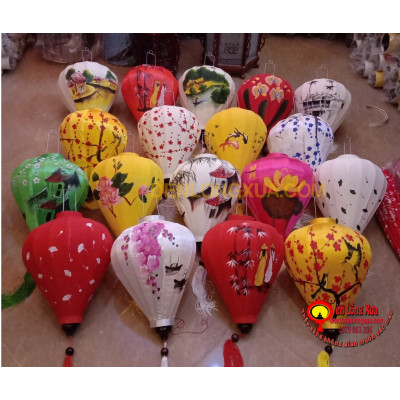 combo 18 đèn lồng tỏi vẽ hoa và phong cảnh kích thước 40cm