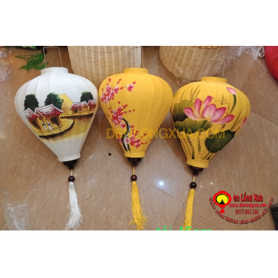 combo 3 đèn lồng vẽ hoa và phong cảnh kích thước 45cm