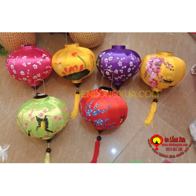 combo 6 đèn lồng vẽ hoa kiểu tròn kích thước 30cm
