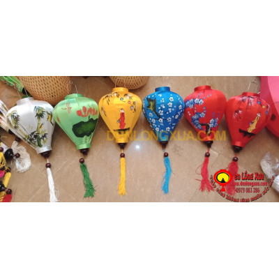 combo 6 đèn lồng vẽ hoa và phong cảnh kiểu tỏi kích thước 30cm