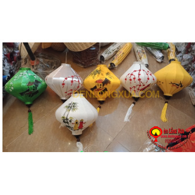 combo 6 đèn lồng vẽ hoa và phong cảnh kiểu ú kích thước 40cm