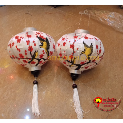 combo 2 đèn lồng tròn vẽ size 30cm vẽ chim và hoa đào