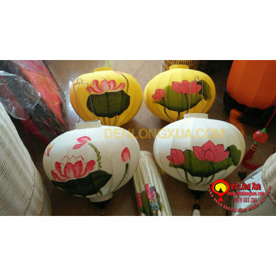 combo 4 đèn lồng vẽ hoa sen kích thước 40cm