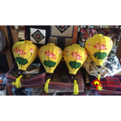 combo 4 đèn lồng tỏi vẽ hoa sen kích thước 40cm