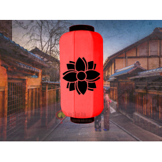 đèn lồng nhật đỏ vẽ biểu tượng hoa sen