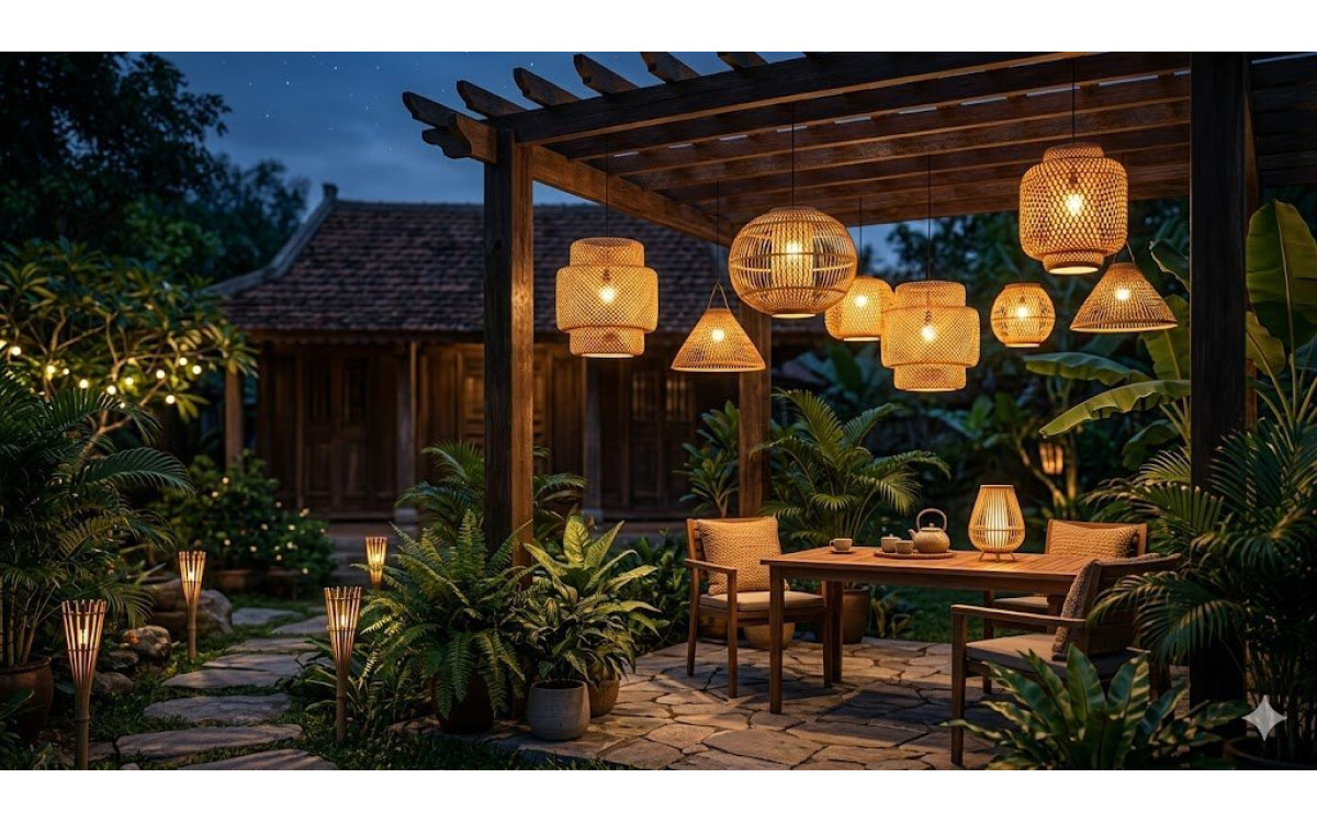 Hướng Dẫn Chọn Đèn Mây Tre Phù Hợp Cho Không Gian Ngoài Trời