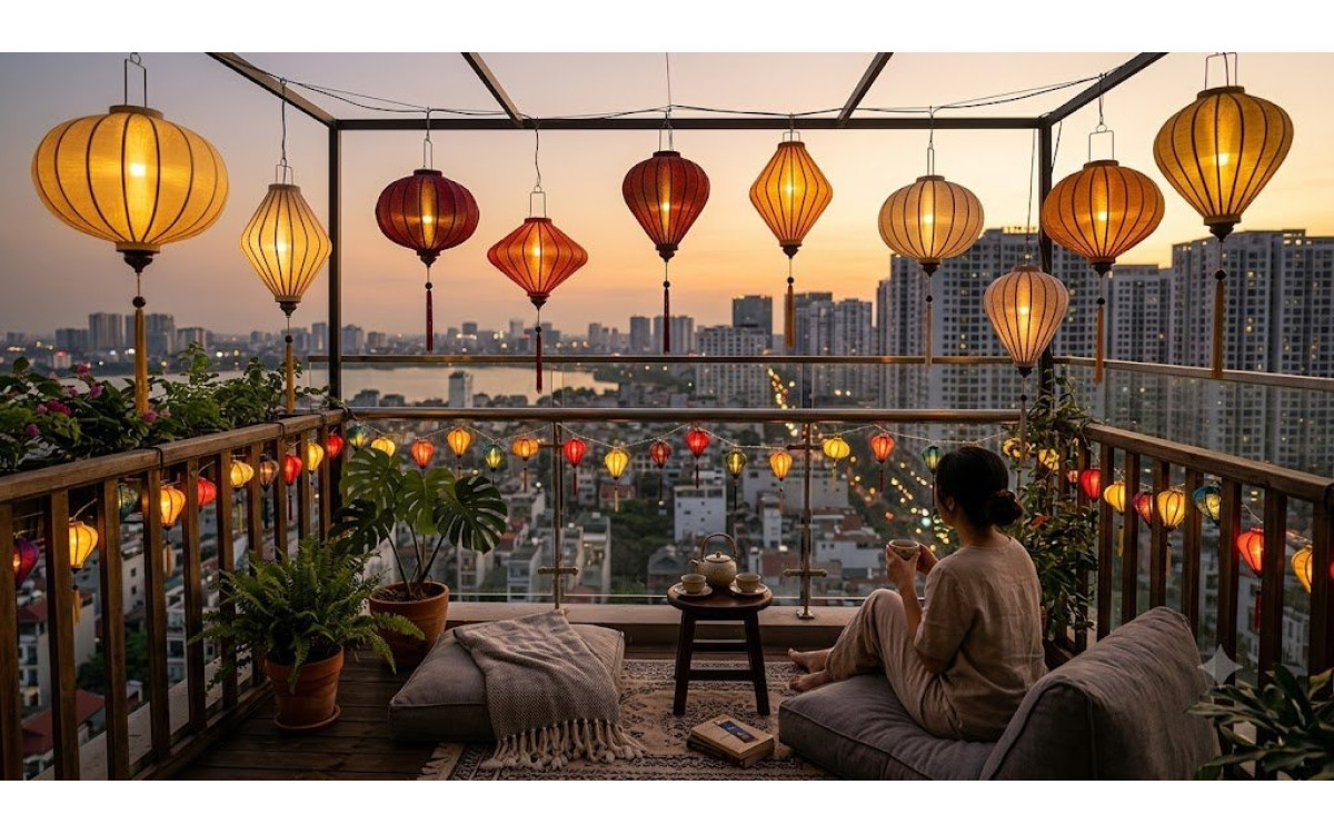 Bí Quyết Biến Ban Công Chung Cư Thành Không Gian Chill Lý Tưởng Với Đèn Lồng Trang Trí