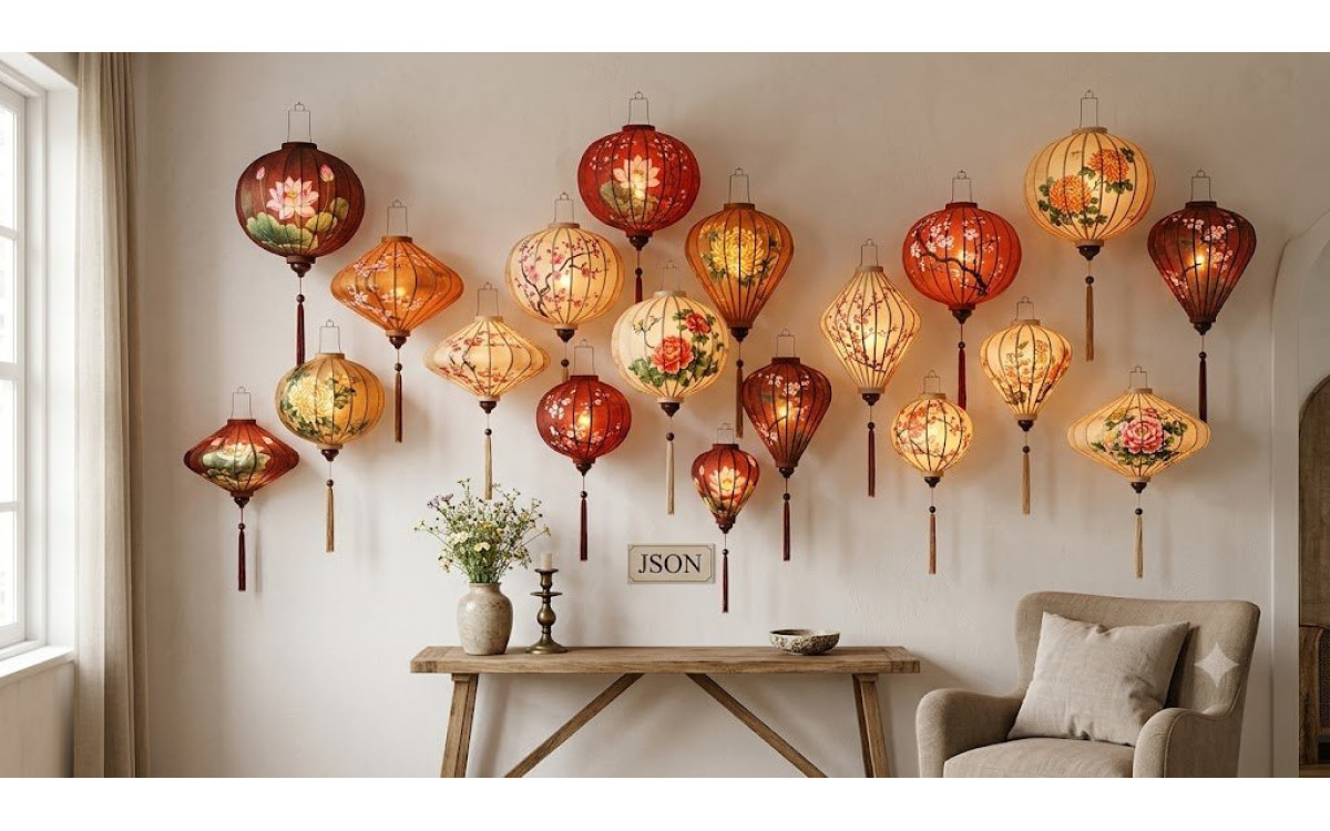 Nghệ Thuật Trang Trí Bức Tường Trống Với Đèn Lồng Vẽ Hoa Đủ Kiểu Đủ Size