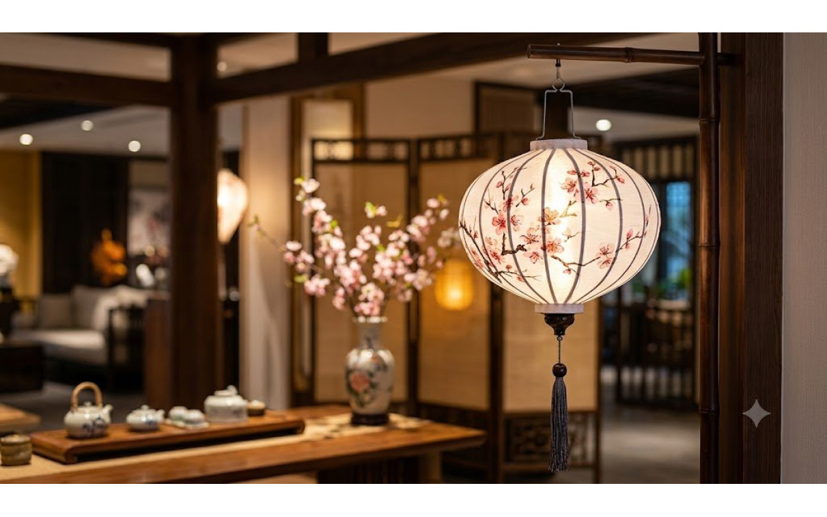 Đèn Lồng Lụa Trắng Vẽ Hoa Đào: Điểm Nhấn Sáng Tạo Cho Không Gian Của Bạn