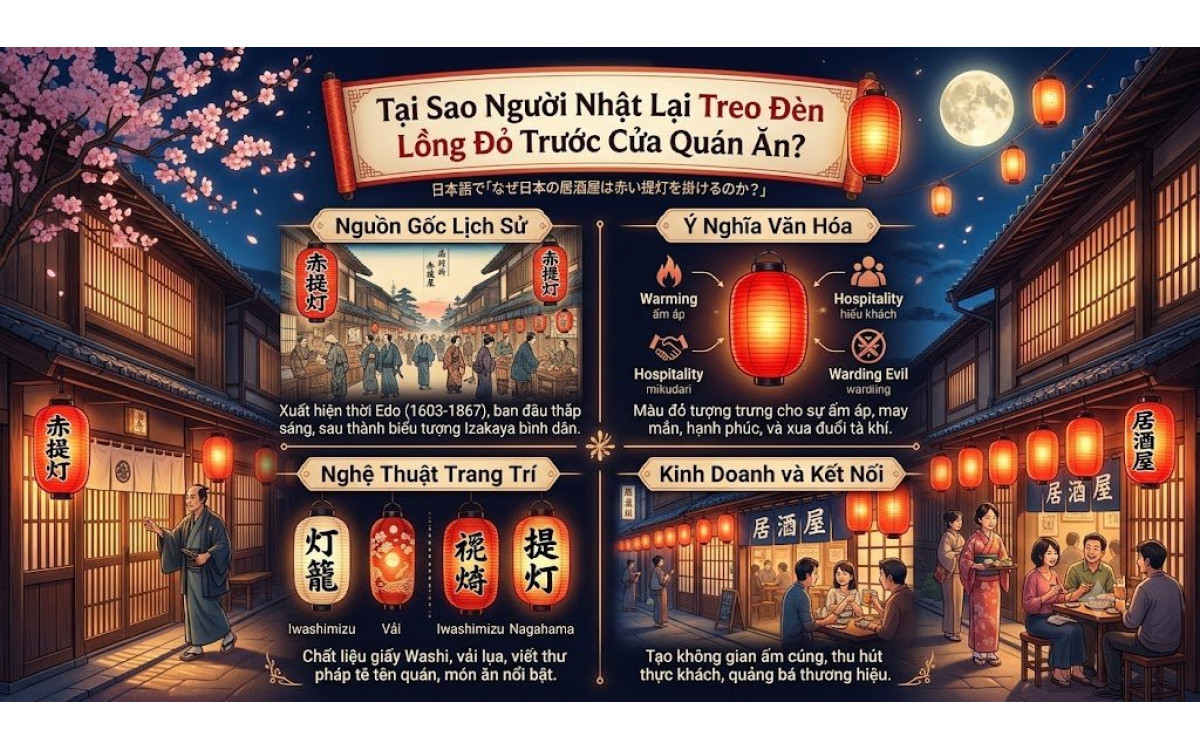 Tại Sao Người Nhật Lại Treo Đèn Lồng Đỏ Trước Cửa Quán Ăn? Bí Mật Phía Sau Ánh Sáng Ấm Áp