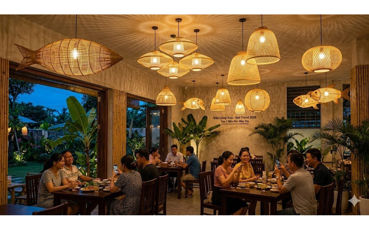 Top 7 Mẫu Đèn Mây Tre "Hot Trend" Nhất Định Phải Có Để Nhà Hàng Bạn Hút Khách Mùa Hè