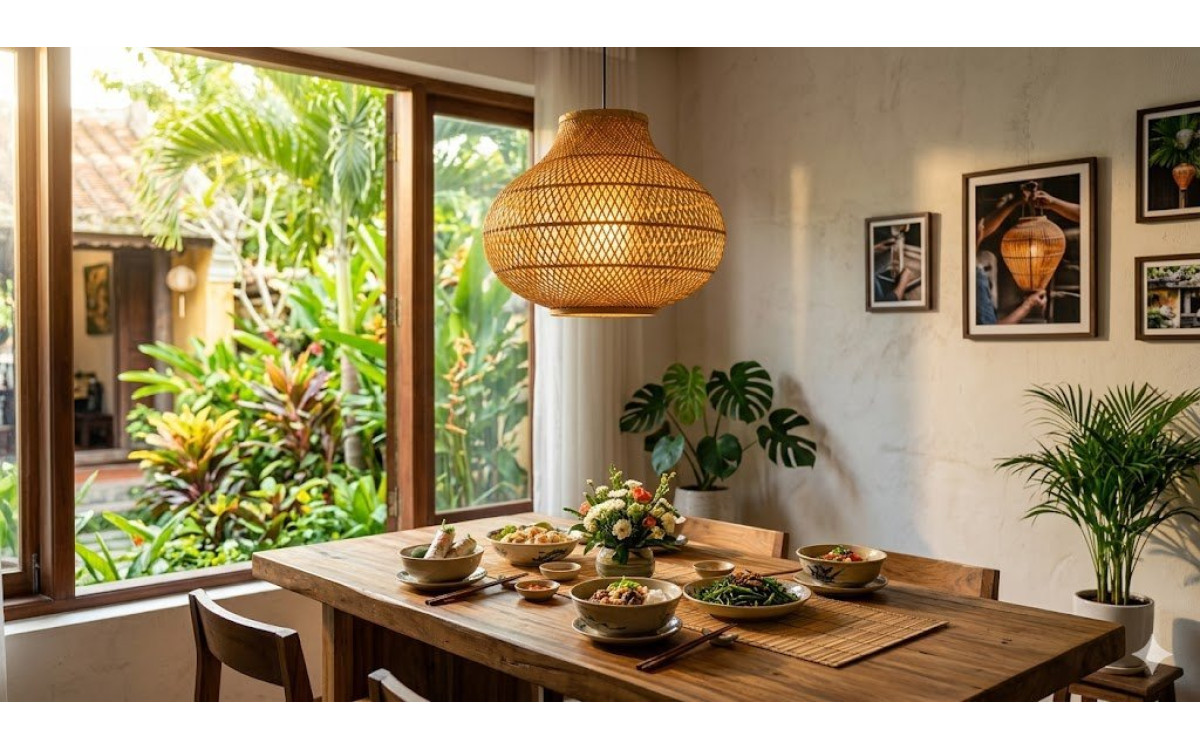 Đắm Mình Trong Ánh Sáng Tự Nhiên: Đèn Mây Tre Kể Chuyện Mùa Hè Cho Mỗi Bữa Ăn