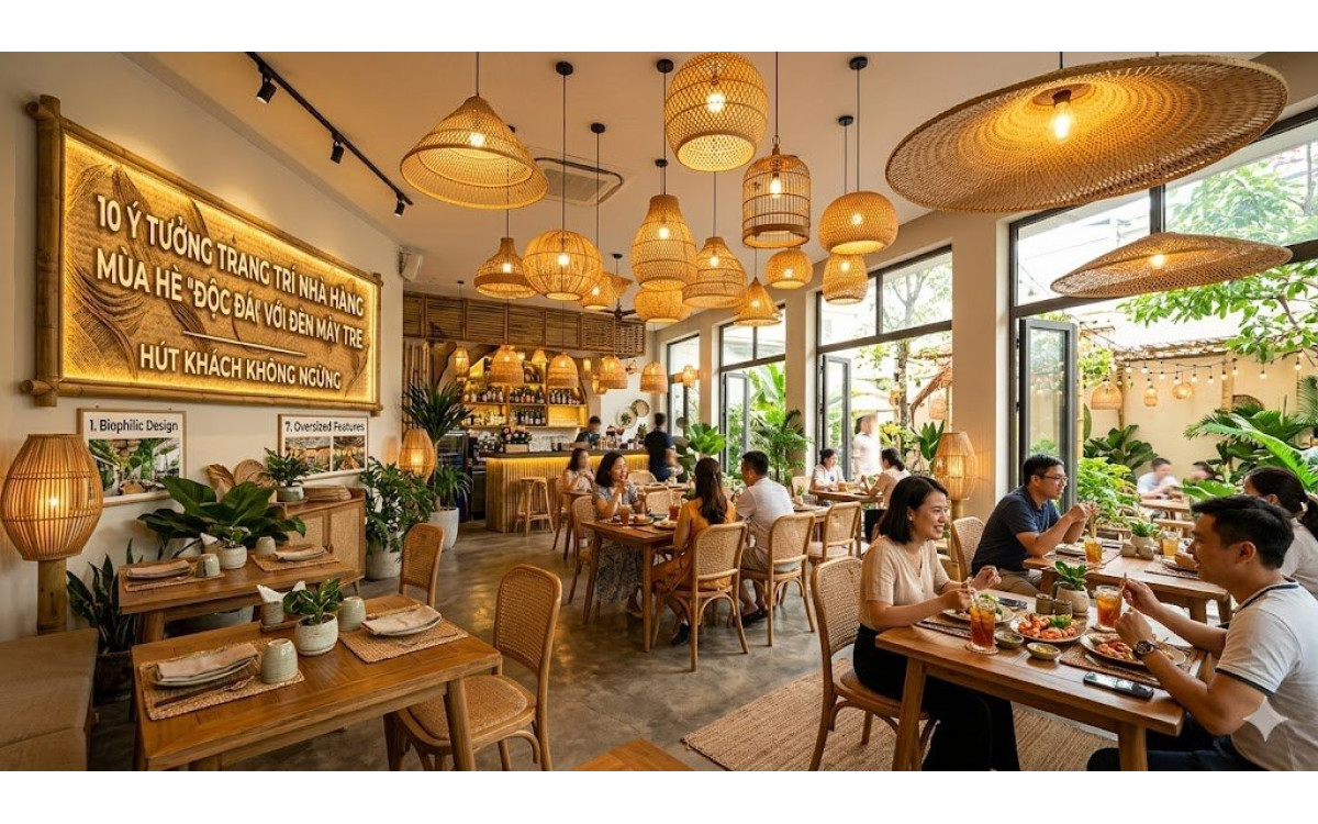 10 Ý Tưởng Trang Trí Nhà Hàng Mùa Hè "Độc Đáo" Với Đèn Mây Tre Hút Khách Không Ngừng